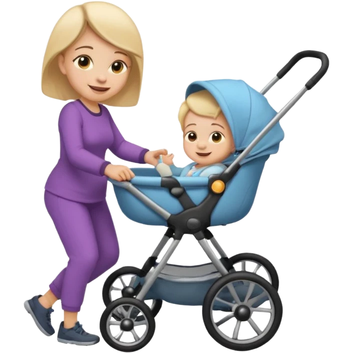 baby stroller with baby inside and mother pushing it, Emoji emoji