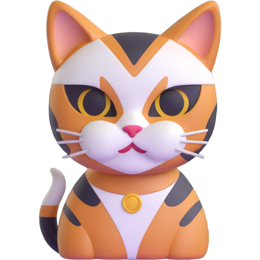 calico cat with white mask emoji