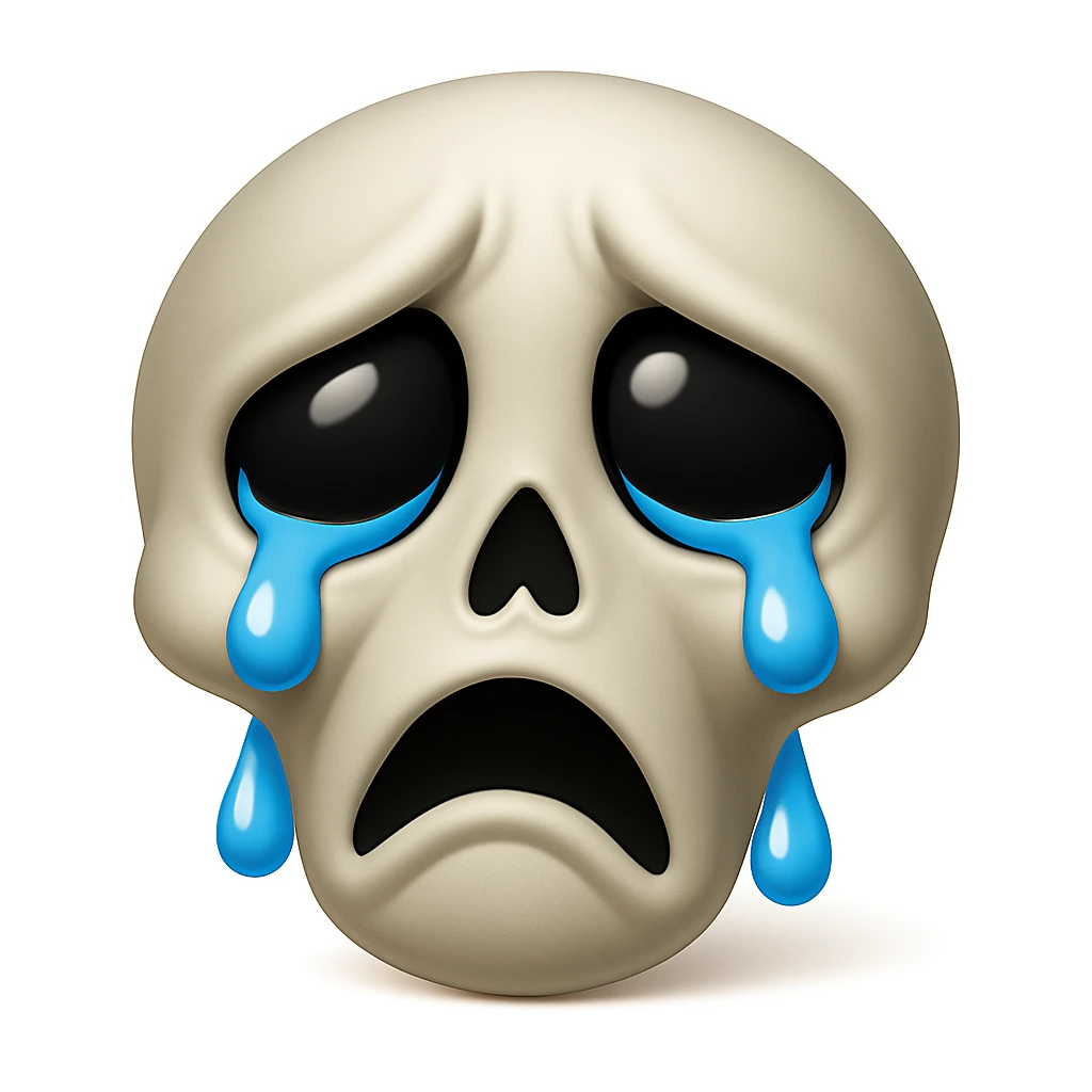 Keep the emoji exactly like the reference image but add tears to the eyes, in iOS emoji style. Add a subtle highlight. All other details and style should remain the same. The style should resemble iOS emoji style. emoji