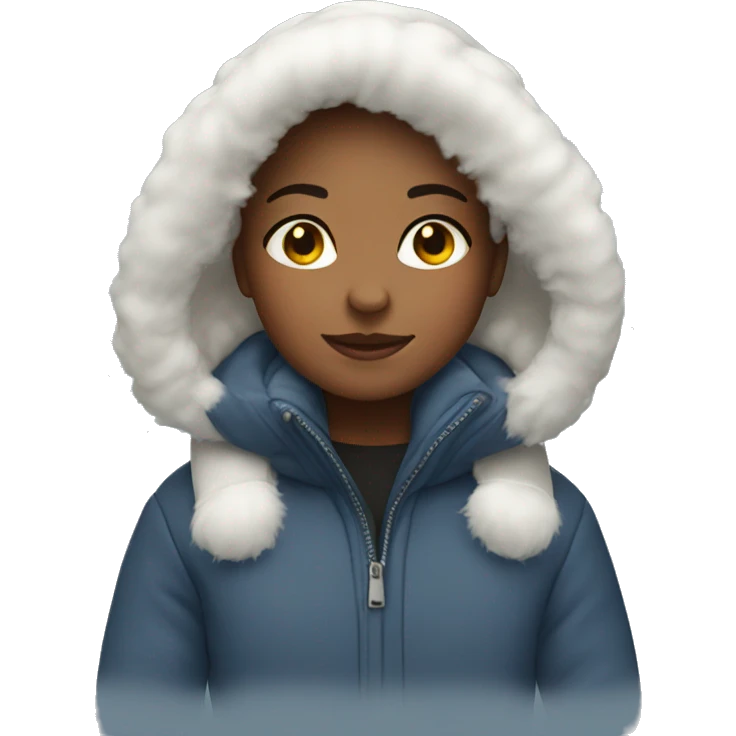 Girl wearing a big winter coat white  emoji