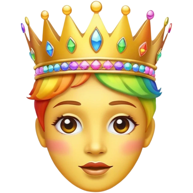 yellow face with rainbow crown, fabulous expression, pride symbols emoji
