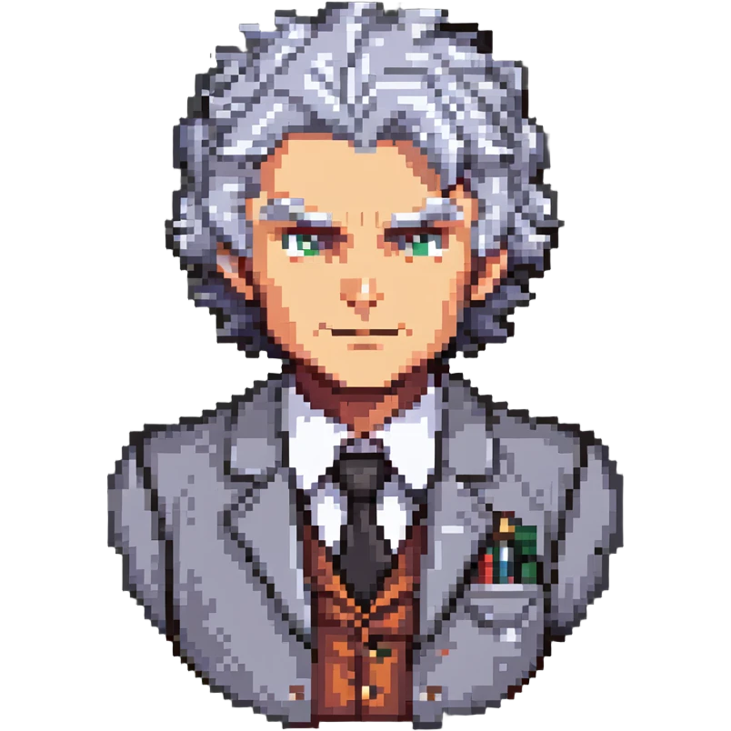Professor Oak from Pokemon with grey hair emoji