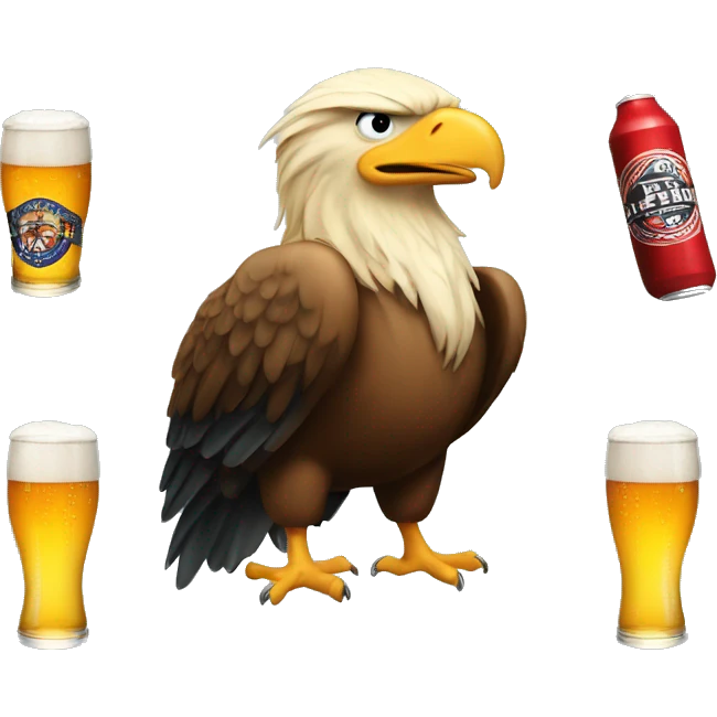 Donald Trump with an balled eagle and beer emoji