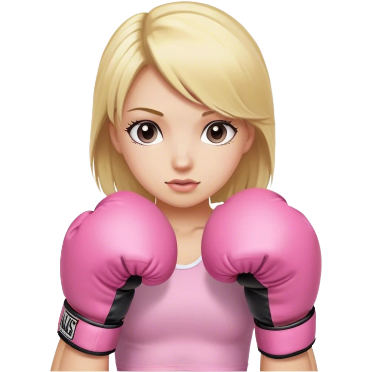 blonde girl wearing pink boxing gloves emoji