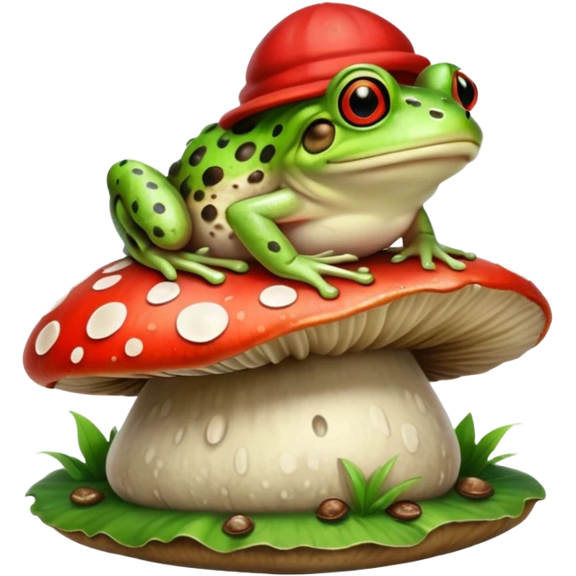 A frog with a mushroom emoji