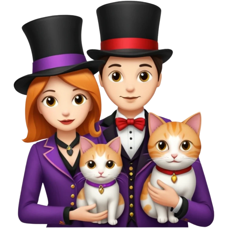 magician couple and their pet cat emoji