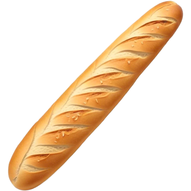 Cinematic Realistic Baguette Bread Emoji, showcasing a long, crusty baguette with a crisp exterior and soft interior rendered with lifelike textures and warm, rustic lighting. emoji