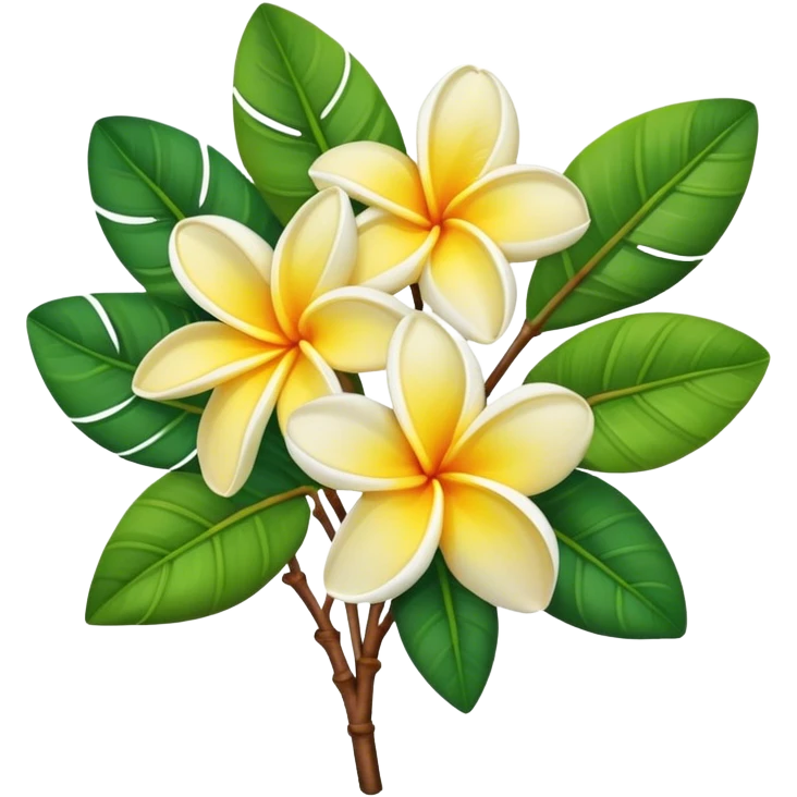 Frangipani bouquet, stem, leaf emoji