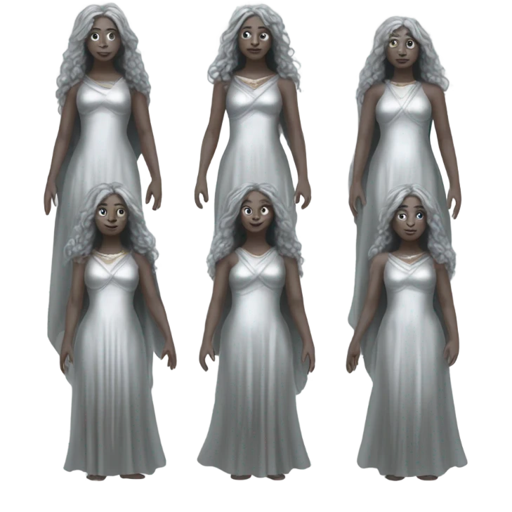 Pleiadians in silver dress, full figure emoji