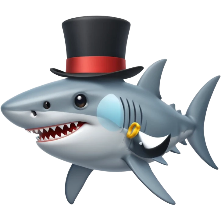 Shark with a top hat emoji