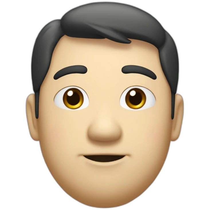 A fat, slightly thin, droopy-eyed, thick-lipped, big-headed, cute Japanese guy with a pencil in his hand and a smile on his face emoji