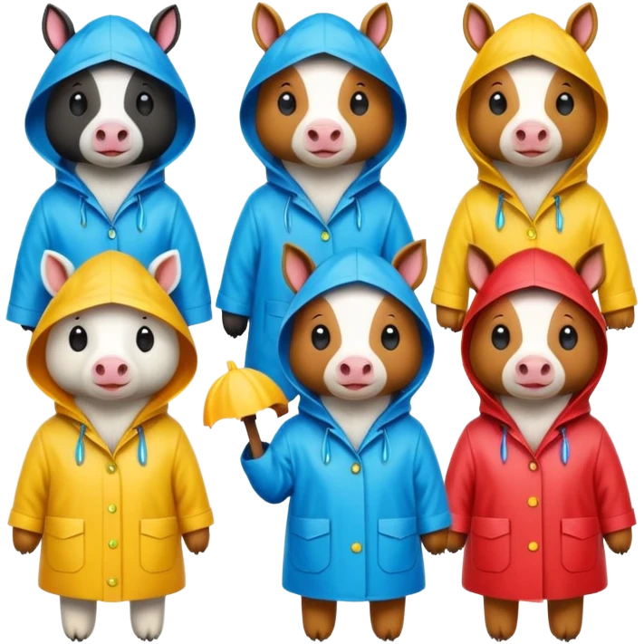 Raincoat Farm Animals emoji