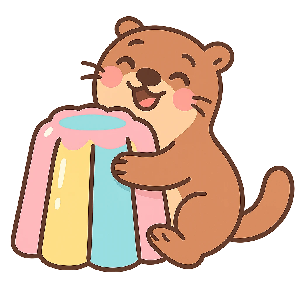 otter hugging pastel jelly cake in pastel-toon style emoji