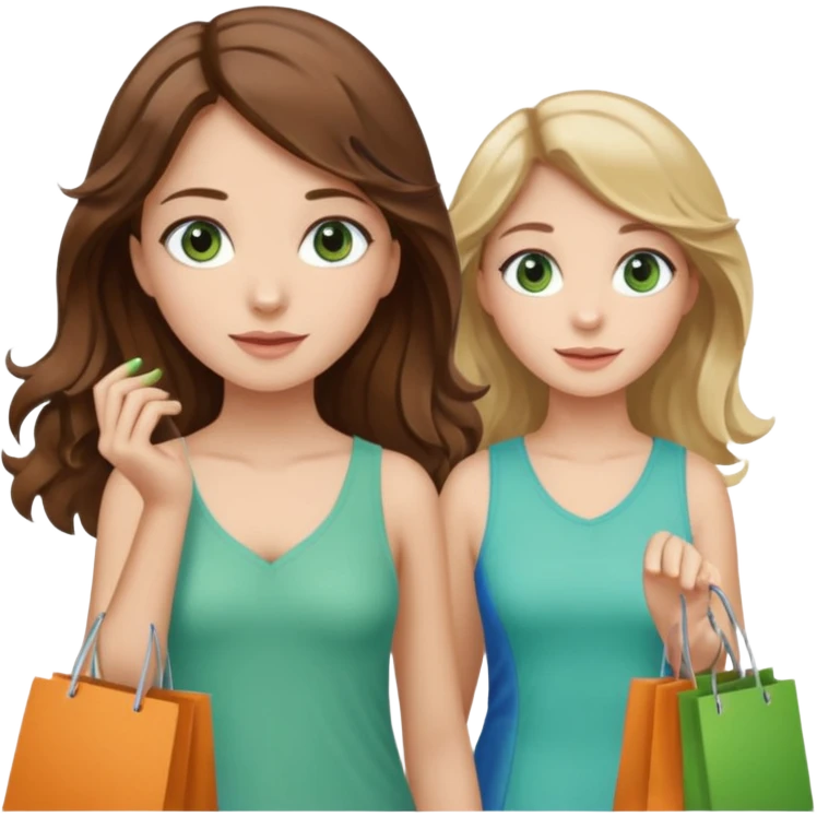 make me and my best friend togheter i have brown hair that falls on my shoulders and BROWN eyes and she has really long wavy brown hair with a little blonde and green/blue eyes we are shopping and i have BROWN eyes and i am taller than her emoji