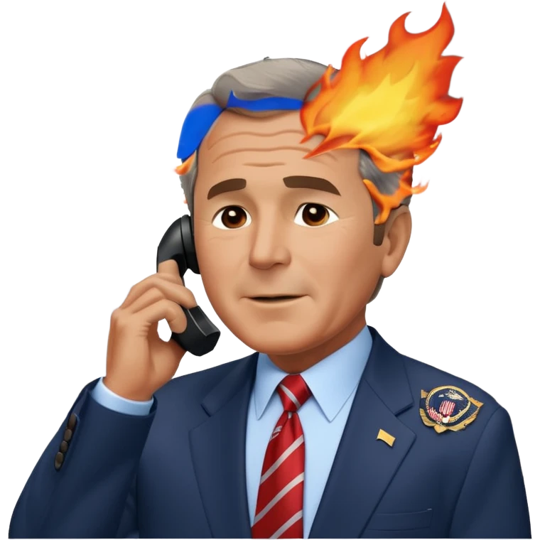  emoji of the world trade center with a plane crashed into it and george bush on a phone in front of them emoji
