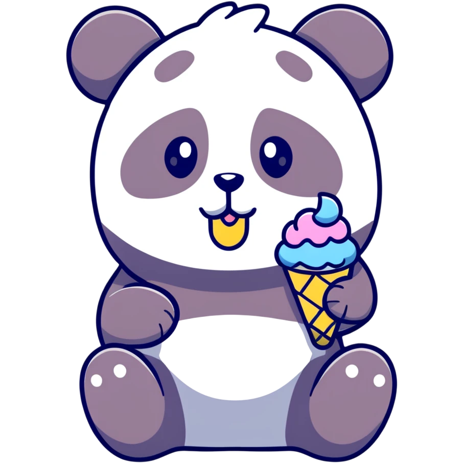 Panda eating ice cream emoji