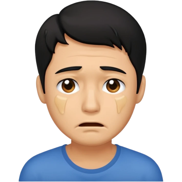 man crying with black hair emoji
