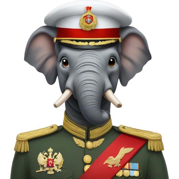 Elephant head in Russian military uniform emoji