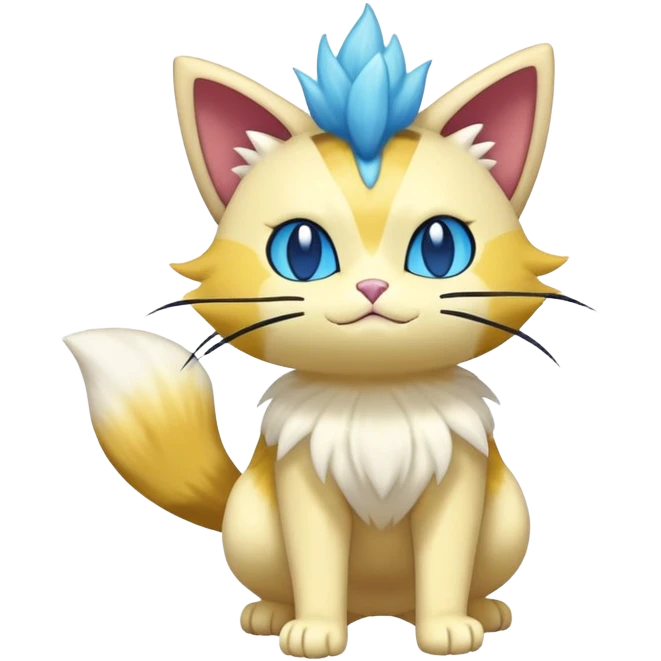 Shiny Magical Elemental Exotic Skitty-Meowth-Pokémon-Fakémon-hybrid-creature (full body) emoji