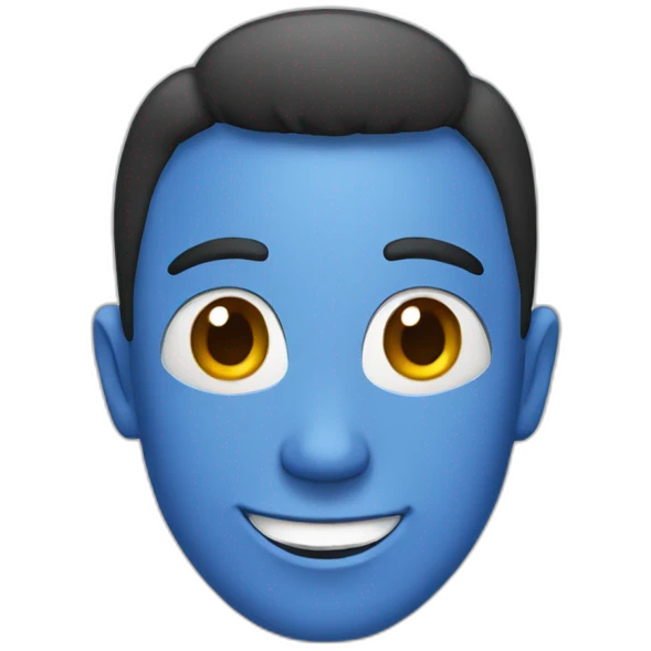 create an emoji of a blue face with a smile emoji