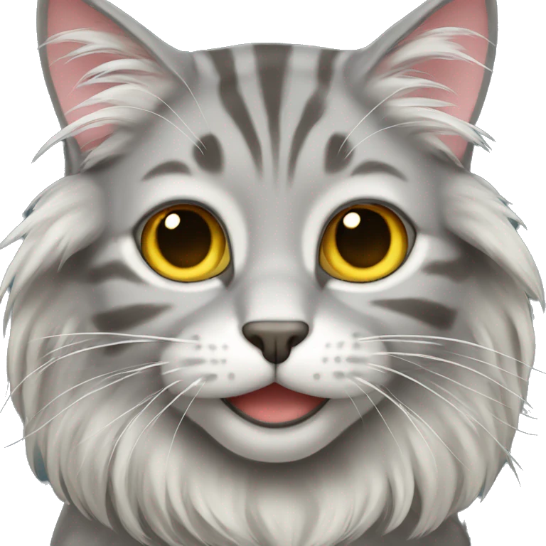 gray long hair tabby cat emoji