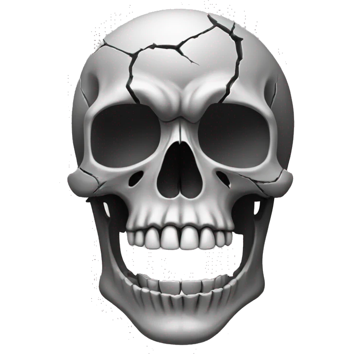 grey long skull open mouth cracked on half emoji