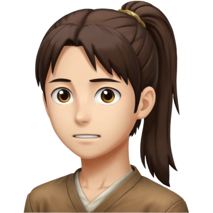 eren jeager with hair of pony tail emoji