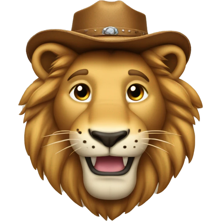 Lion with a cowboy hat blinking and giving a thumbs up  emoji
