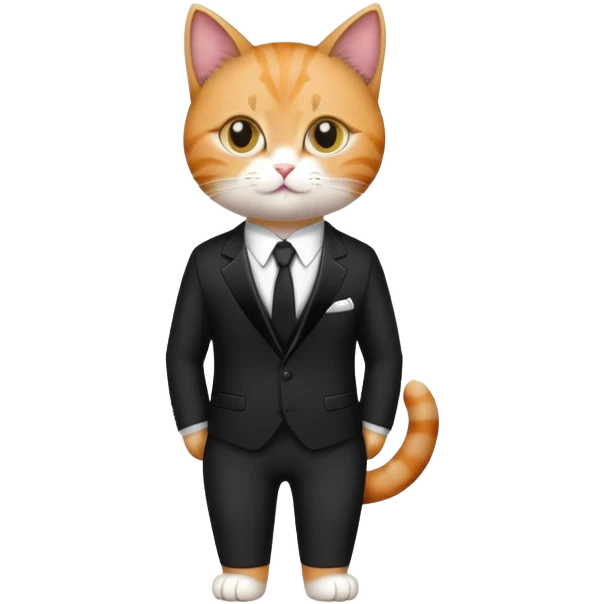 Cat in a black suit with the inscription PrimeCopy emoji