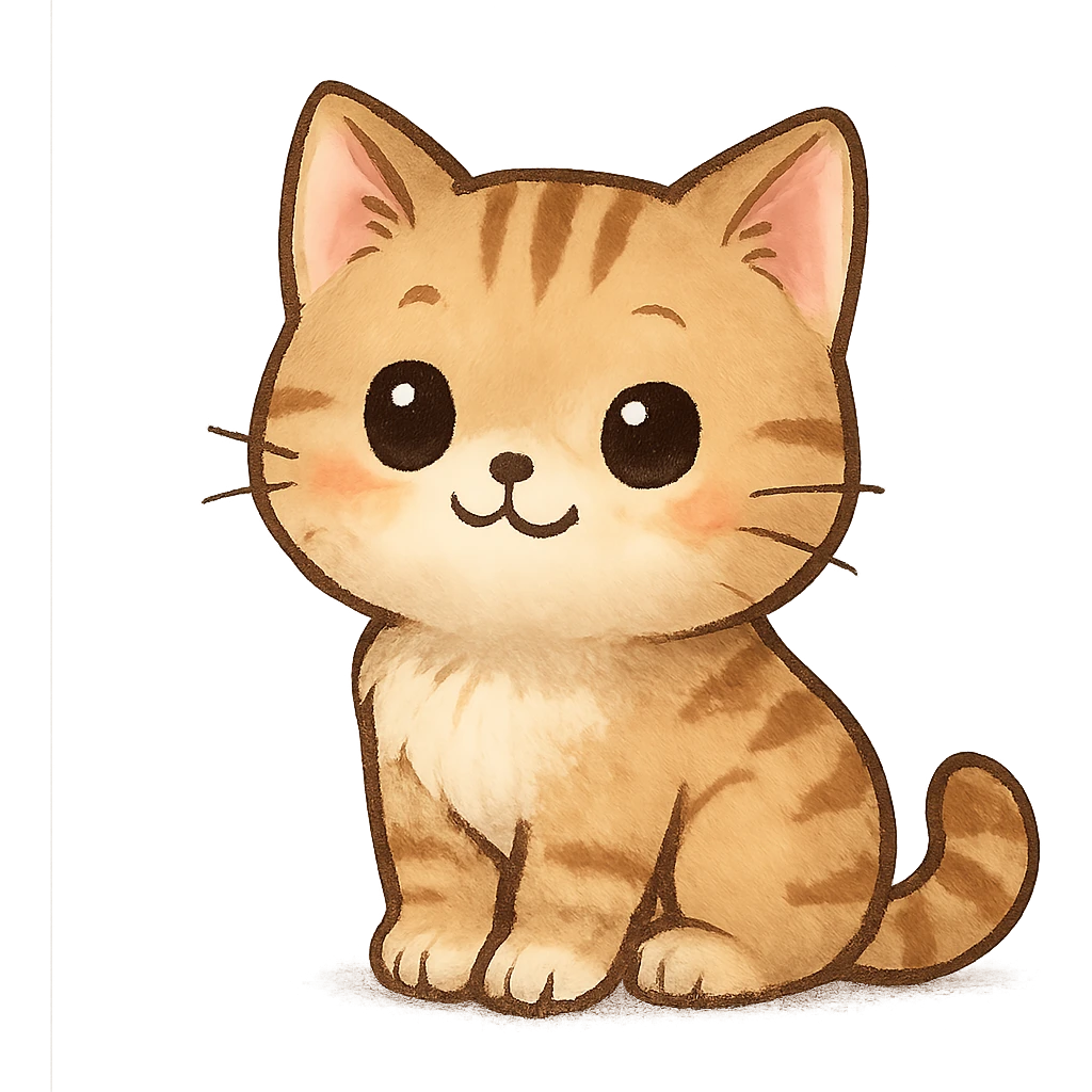 cute cat sitting, charming and adorable, general style emoji