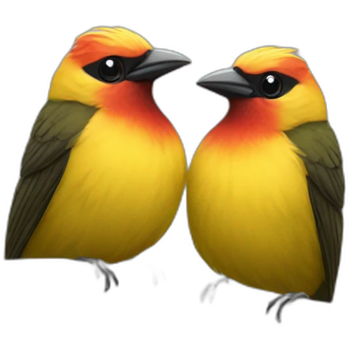 two tanagers hug emoji