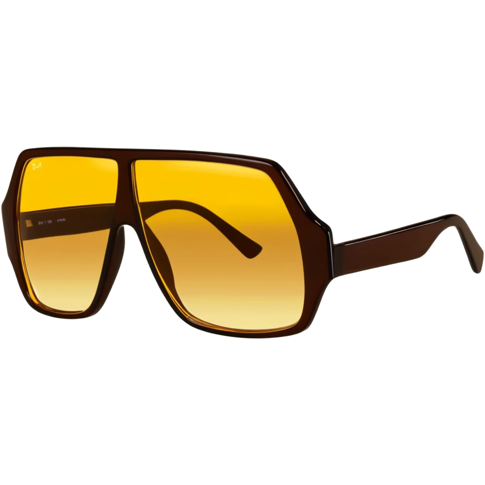 large square sunglasses with yellow gradient lenses and thick brown plastic frames, 70s fashion accessory emoji