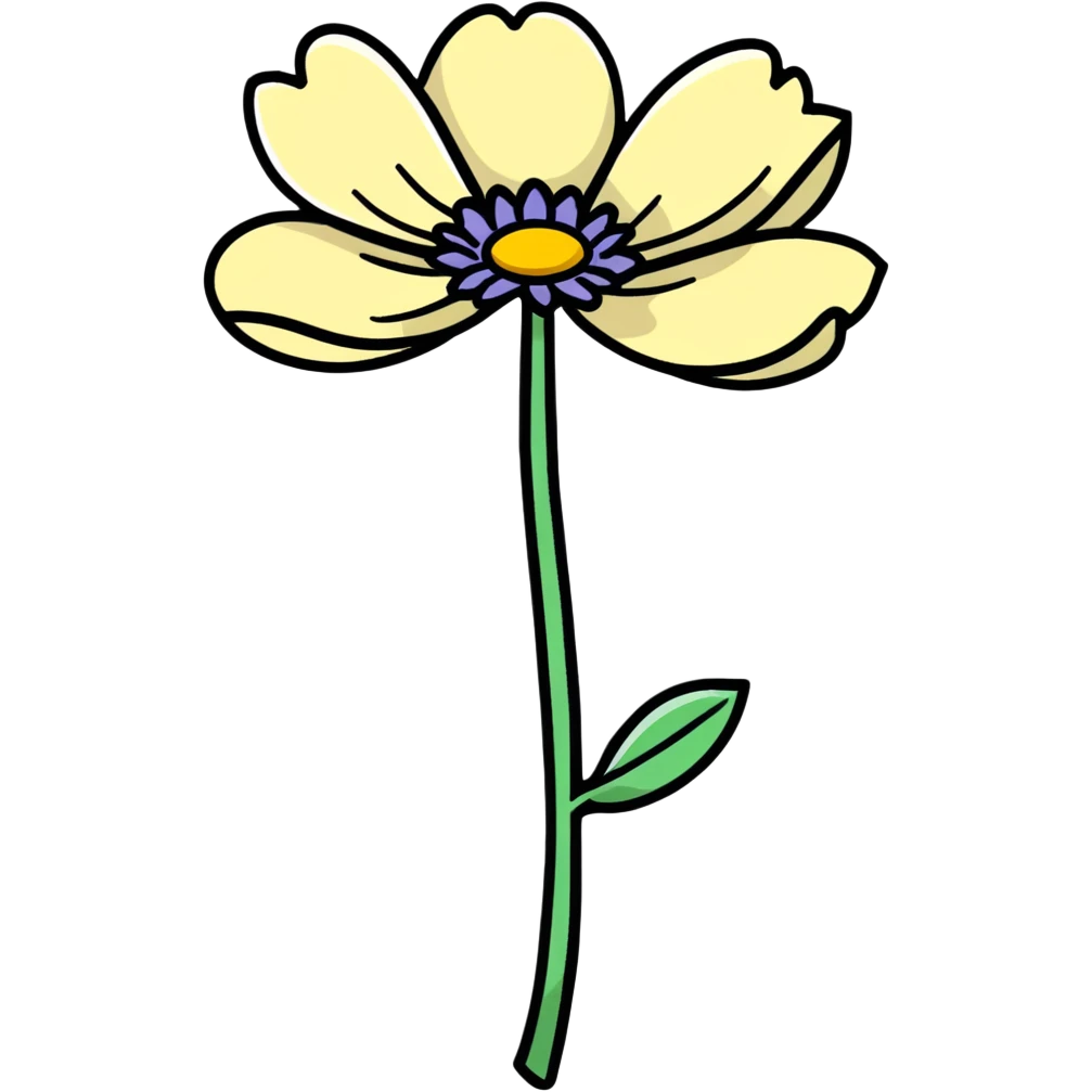 wilted flower, cartoonish sticker style emoji