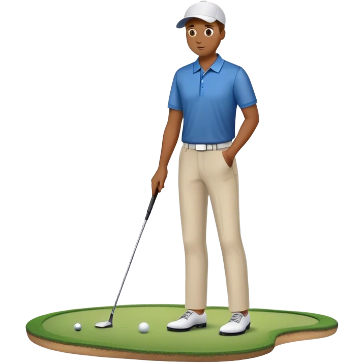 A man missing a putt on the 18th hole to lose a golf match emoji