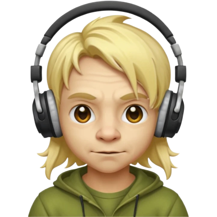 Goblin with blonde hair wearing headphones emoji