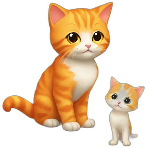Orange kitten with ponchik and bun near the sea  emoji