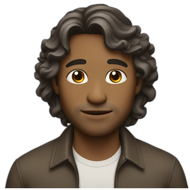 man has medium-length wavy hair, a light complexion, and a relaxed expression. emoji