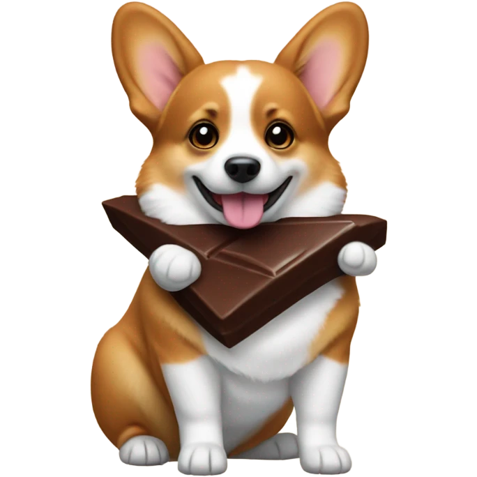 corgi holding a hershey emoji