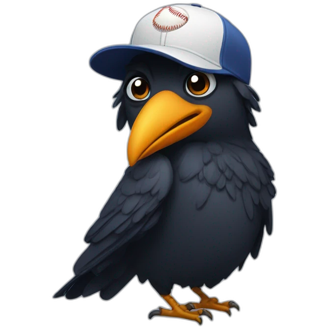 Crow with glasses and baseball hat emoji