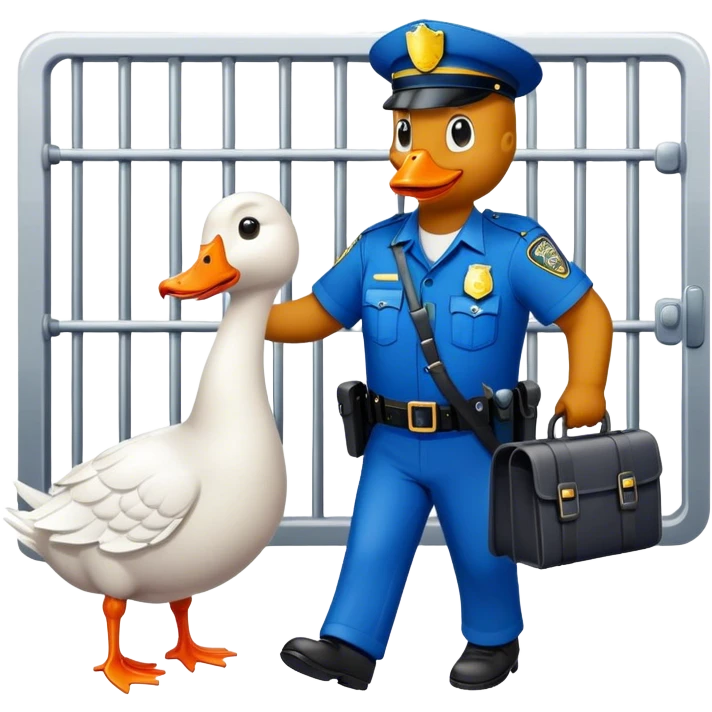 A goose being taken to jail by a police officer  emoji