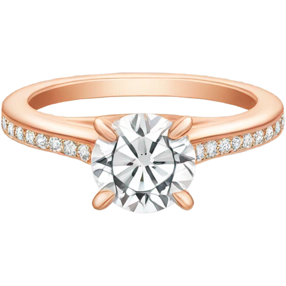 rose gold engagement ring with sparkly round shaped diamond  emoji
