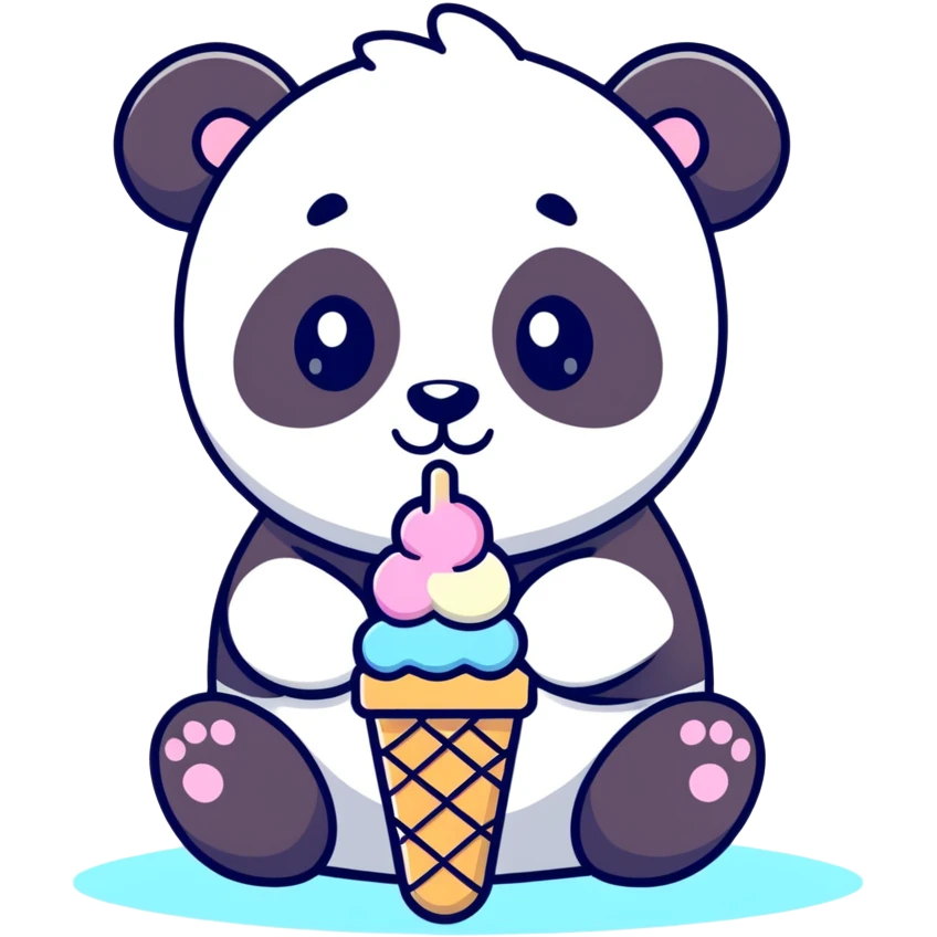 Panda eating ice cream emoji