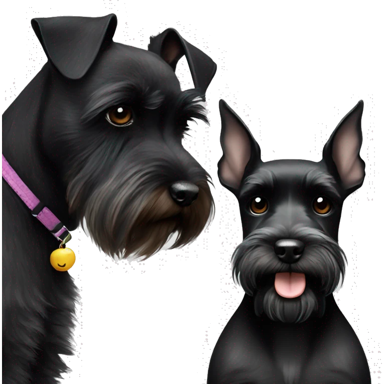 Black miniature schnauzer beside a black Risen schnauzer  emoji