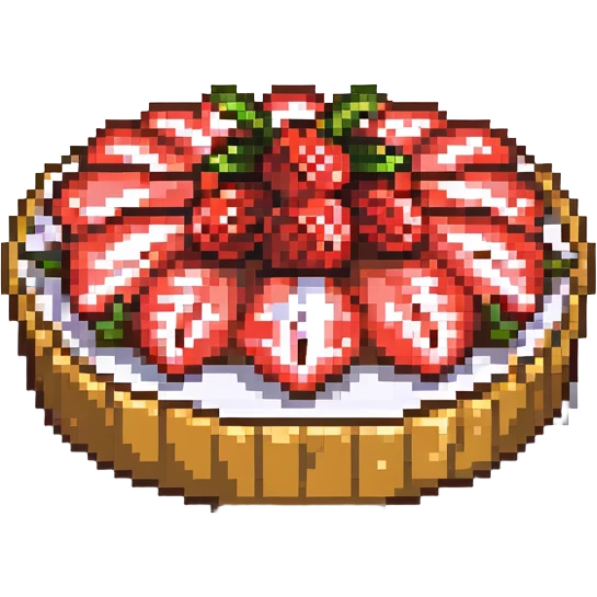 strawberry tart seen from above, pixel art style emoji