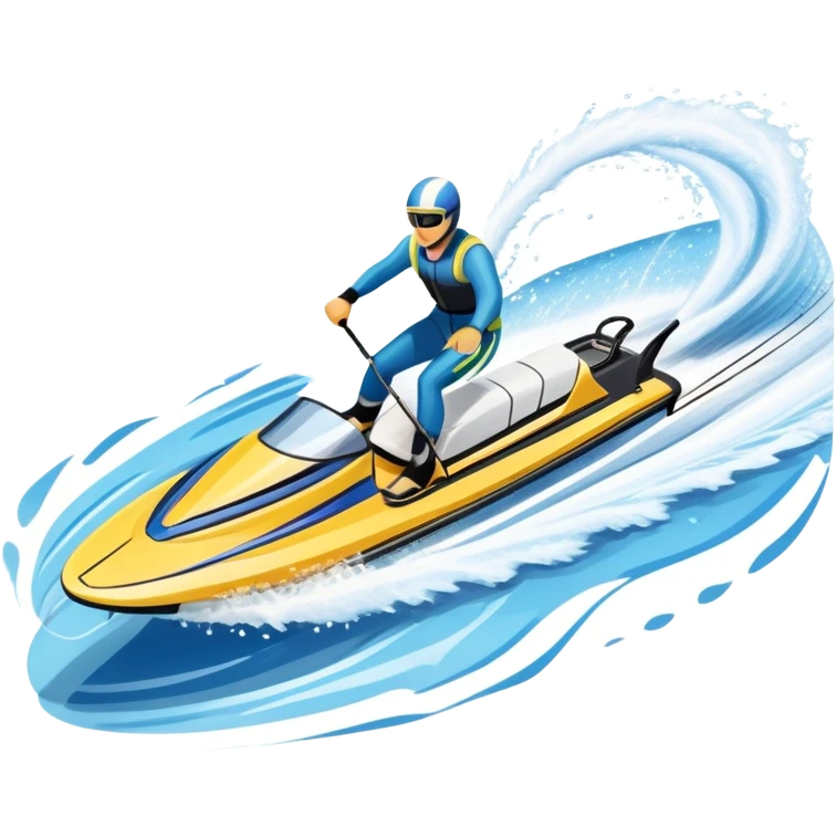 An icon featuring a close-up collage of water skis, splashing water, and a speedboat pulling the skier across the surface. The design highlights the motion of the skis cutting through the water and the boat’s wake. Transparent background emphasizes the thrill of water skiing. emoji