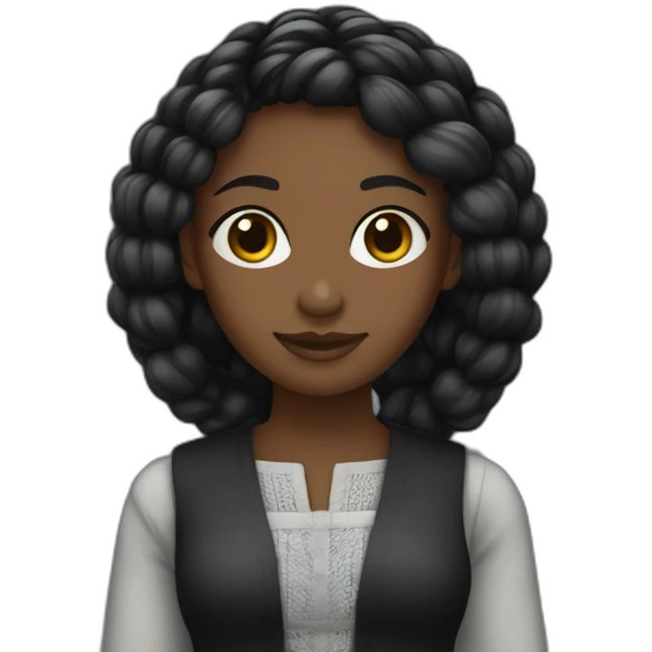 Fille noire avec braid et robe noire emoji