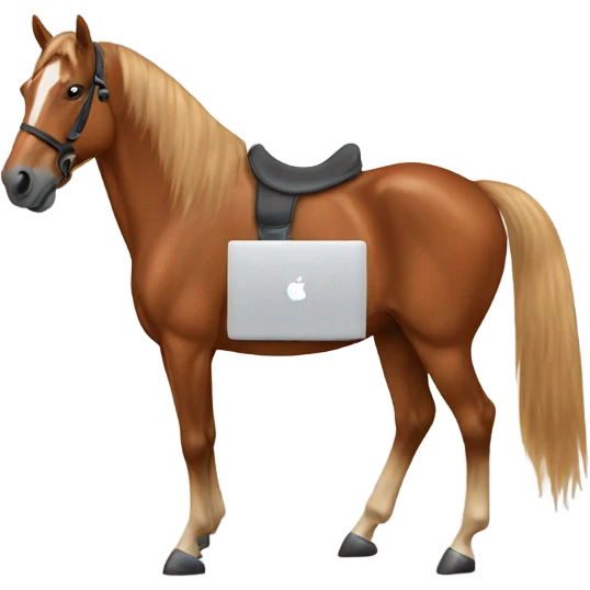 chestnut Horse working on a MacBook  emoji