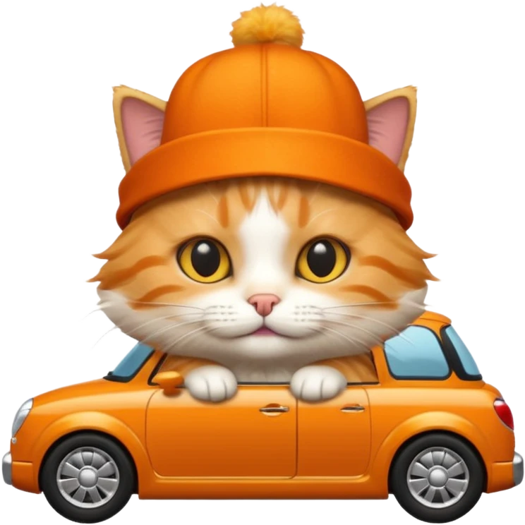 A cat with a car as a hat emoji