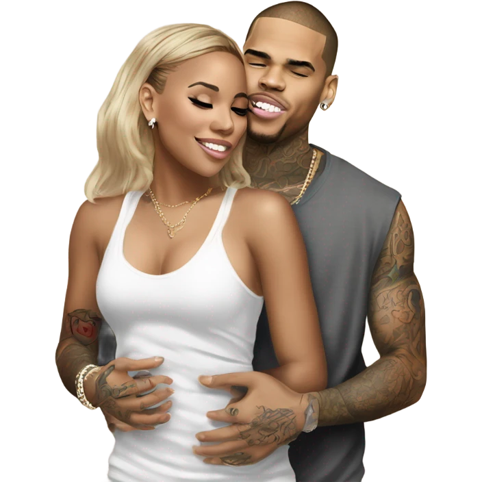 Hyper Realistic Chris Brown  Karruche Tran romantic photo  emoji