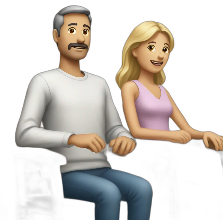 dos personas sentadas en sillas perspectiva desde atras emoji